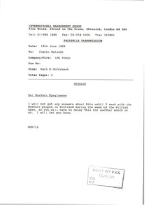 Fax from Mark H. McCormack to Fumiko Matsuki
