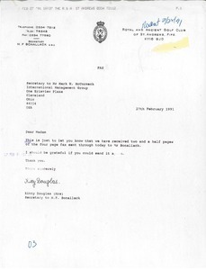 Letter from Kitty Douglas to Mark H. McCormack