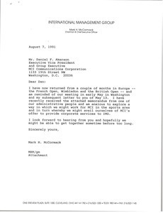 Letter from Mark H. McCormack to Daniel F. Akerson