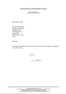 Letter from Mark H. McCormack to Ned McCormack