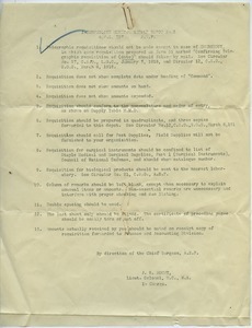 American Expeditionary Forces medical supply requisition form list of rules