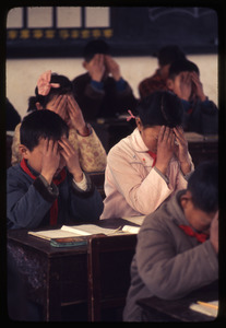 Hsiao Ying Primary School -- doing eye exercises