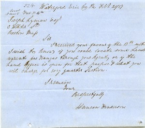 Letter from Duncan Henderson to Joseph Lyman
