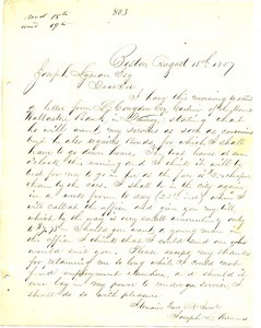Letter from Joseph L. Adams to Joseph Lyman