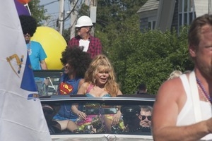 Grand Marshall Charo riding in the parade : Provincetown Carnival parade