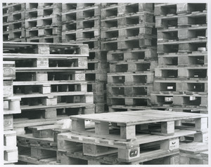 Piles of pallets on dock