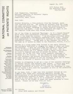 Letter from Ollie Mae Bozarth to Judi Chamberlin
