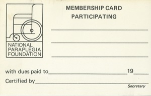 National Paraplegia Foundation membership cards