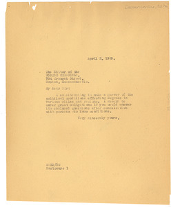 Letter from W. E. B. Du Bois to the editor of The Boston Chronicle