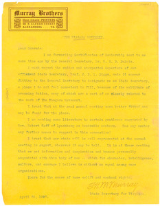 Circular letter to members of the Virginia branch of the Niagara Movement