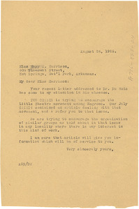 Letter from Augustus Granville Dill to Mary E. Harrison