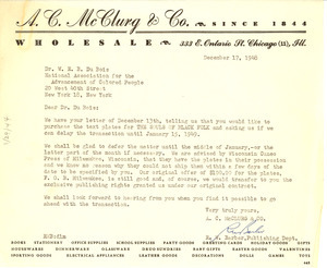 Letter from A.C. McClurg & Co. to W. E. B. Du Bois