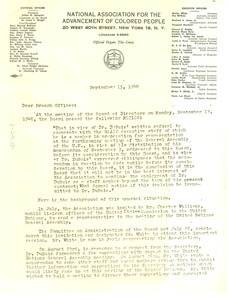 Circular letter from Roy Wilkins to NAACP