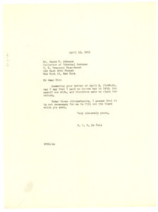 Letter from W. E. B. Du Bois to United States Internal Revenue Service