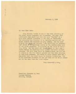 Letter from W. E. B. Du Bois to Florence M. Read