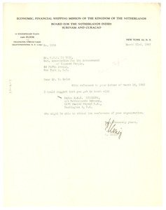Letter from Peter Honig to W. E. B. Du Bois