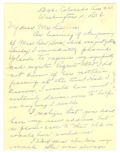 Letter from Adella Parks to W. E. B. Du Bois