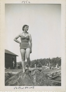 Bernice Kahn posing in her bathing suit