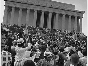Civil Rights March on Washington, D.C. [Marchers at the Lincoln Memorial.], 08/28/1963