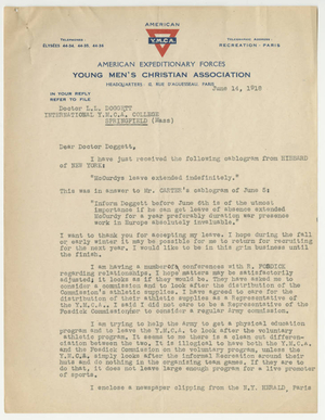 Letter from James Huff McCurdy to Laurence L. Doggett (June 14, 1918)