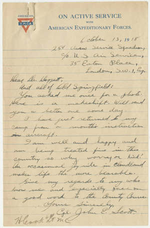 Letter from John E. Scott to Laurence L. Doggett (September 13, 1918)