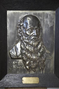 Framed metal relief plaque of Father Jahn