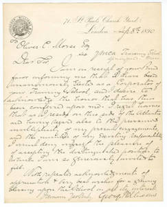 Sir George Williams Letter, 1890