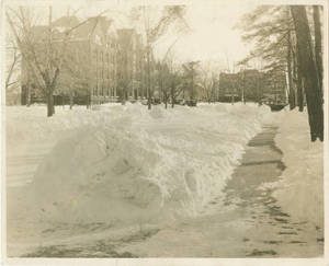 Winter Scene of Dormitory Building and Marsh Memorial Library
