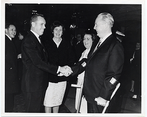 Bob Crane, Mrs. Crane, and Mary Collins with Mayor John F. Collins