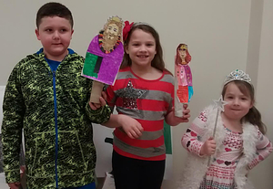 Puppeteers Brendan, Shayna and Abbie at the Temple Tifereth Israel Religious School