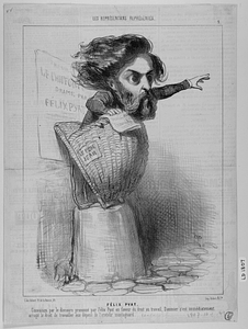 FÉLIX PYAT. Convaincu par le discours prononcé par Félix Pyat en faveur du droit au travail, Daumier s'est immédiatement arrogé le droit de travailler aux dépens de l'orateur montagnard.