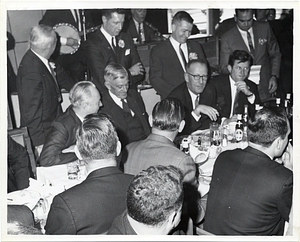 Mayor John F. Collins, United States Senator Leverett Saltonstall, Massachusetts Representative William Bulger, and United States Senator Edward M. Kennedy at a Saint Patrick's Day Breakfast