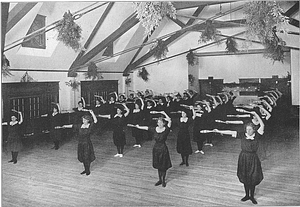 Class work. Girls' Gymnasium Class