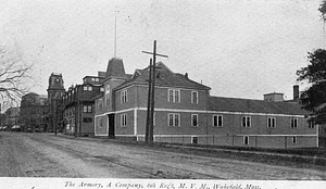 The armory, A Company, 6th Reg't., M.V.M., Wakefield, Massachusetts