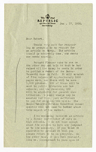 Letter from Herbert Croly to Robert Morss Lovett, January 17, 1928