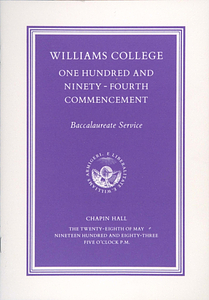 Williams College Baccalaureate Service Program, 1983 - Digital Commonwealth