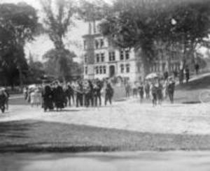 Graduation festivites in front of Hopkins Hall, 1897