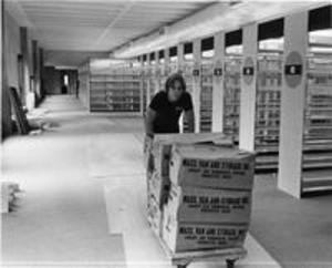 Moving books into Sawyer Library