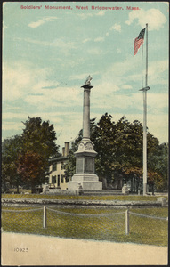 Soldiers' Monument with flag