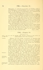 1786 Chap. 0020 An Act To Divide The Second Parish Of The Town Of Springfield, Into Two Parishes.