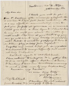 Benjamin Silliman letter to Edward Hitchcock, 1837 November 2