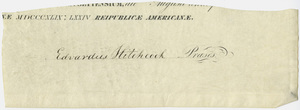 Edward Hitchcock signature, 1849