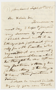 Edward Hitchcock letter to unidentified recipient, 1856 September 11