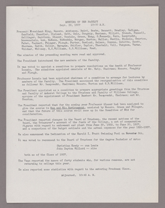 Amherst College faculty meeting minutes and Committe of Six meeting minutes 1937/1938