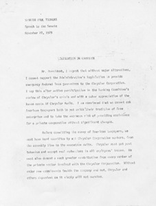 Senator Paul Tsongas' Speech to the Senate: Legislation on Chrysler