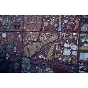Detail of ceramic tile mural in Plaza Betances.