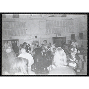 Children and adults attend a Halloween party