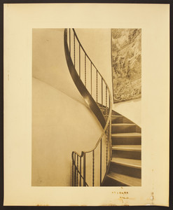 Interior architectural detail of Eleanora R. Sears's Garage house, spiral staircase, 5 Byron St., , Boston, Mass., ca. 1941