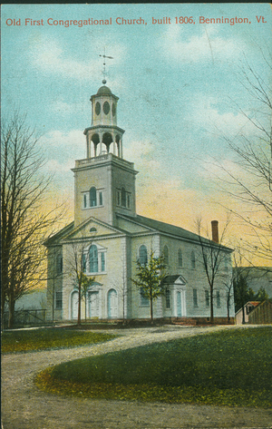 Postcard, Old First Congregational Church, built 1806, Bennington, Vermont