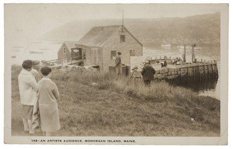 Postcard, an artist's audience, Monhegan Island, Maine
